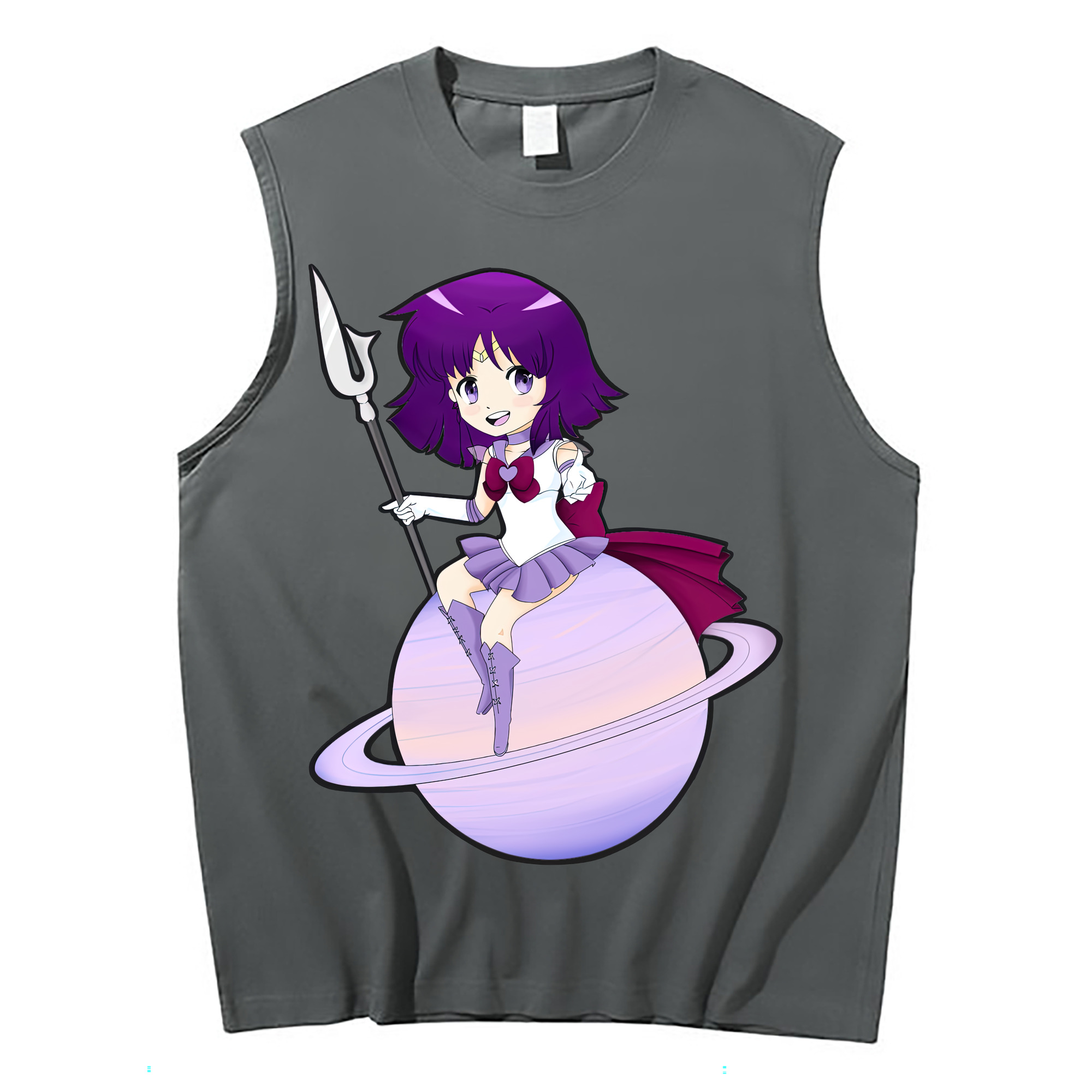 （画像用） 美少女戦士セーラームーン 土萠ほたる Sailor Moon Tomoe Hotaru （セーラーサターン；Sailor Saturn） コットン100％タンクトップ（フロントプリント）
